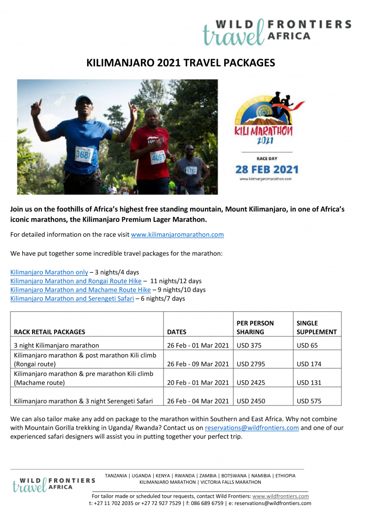 2021 Kili Marathon Packages