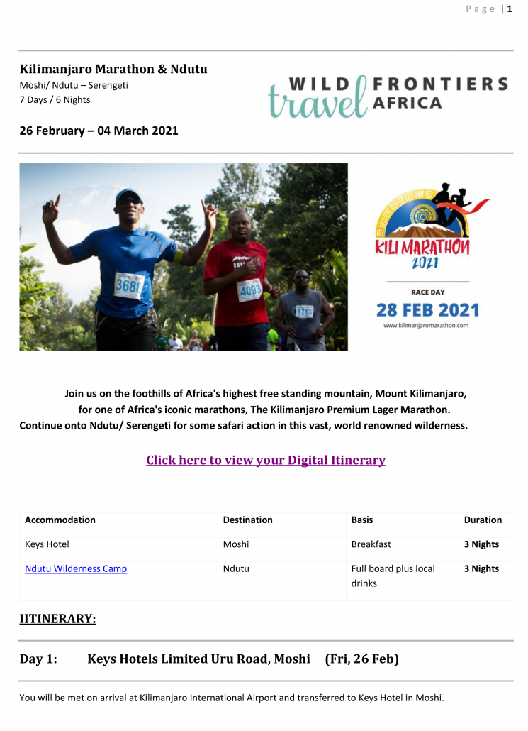 Kilimanjaro Marathon Ndutu Safari Package